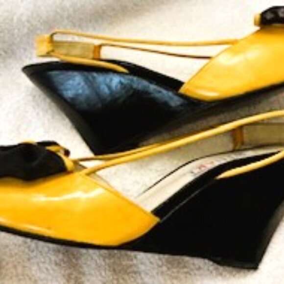 Vintage STUART Stuart Wiseman leather sling back wedges NWOT Size 8-1/2 +/- - Picture 10 of 11